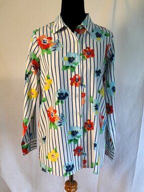 Avon / Studio 1886 Striped Floral Blouse Tunic XS